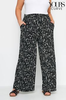 Yours Curve Black Jersey Wide Leg Trousers (N26954) | OMR14