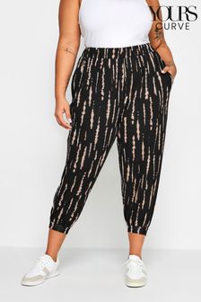 Yours Curve Black Crop Harem Trousers (N26960) | OMR12