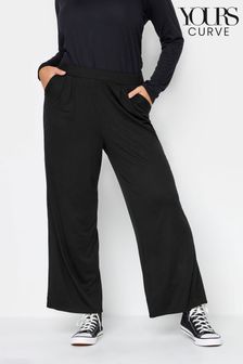 Yours Curve Black Pleated Front Wide Leg Trousers (N26968) | €33