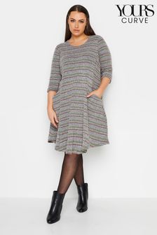 Yours Curve Grey Camo Stripe Soft Touch Pocket Dress (N26970) | OMR16