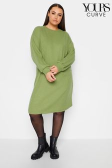 Yours Curve Dark Green Soft Touch Jumper Dress (N26979) | kr402