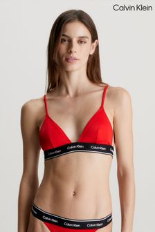Czerwony - Góra bikini Calvin Klein z trójkątnymi miseczkami (N26998) | 345 zł