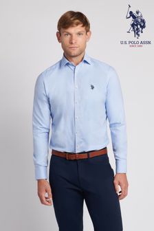 أزرق - قميص رجالي بكم طويل من نسيج قطني طويل من U.s. Polo Assn. (N27003) | 414 ر.س
