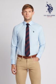 أزرق - U.s. Polo Assn. Mens Long Sleeve Poplin Shirt (N27008) | 414 ر.س