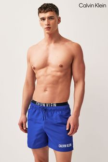 Calvin Klein Blue Slogan Waistband Swim Shorts (N27017) | OMR34