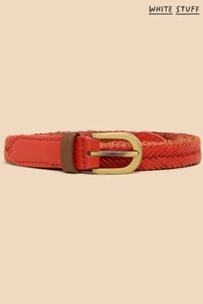 White Stuff Orange Plaited Leather Skinny Belt (N27021) | $55