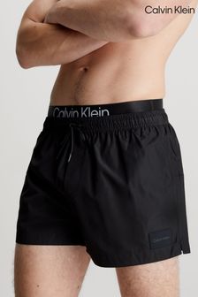 Calvin Klein Double Waistband Black Swim Shorts
