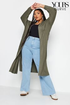 Yours Curve Green Fine Knit Ribbed Cardigan (N27043) | €40