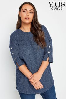 Yours Curve Mid Blue Batwing Sleeve Soft Touch Jumper (N27047) | €36