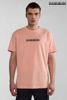 Napapijri Box Logo Pink Short Sleeve T-Shirt