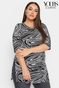 Yours Curve Black Abstract Stripe Print Top (N27078) | €34