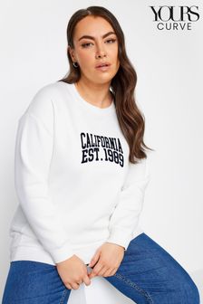 Yours Curve White 'New York' Slogan Sweatshirt (N27092) | $46