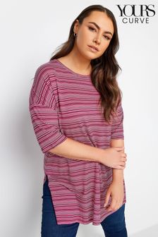 Yours Curve Red Striped Oversized Top (N27093) | LEI 131
