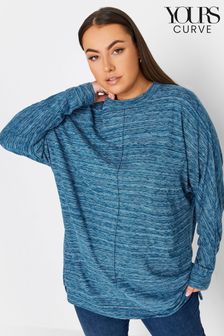 Yours Curve Mid Blue Front Seam Soft Touch Jumper (N27106) | SGD 56