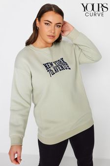 Grün - Yours Curve Sweatshirt mit New York Slogan (N27109) | 45 €