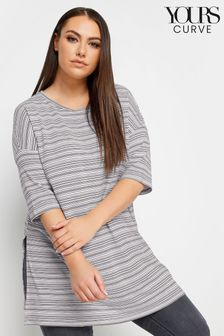 Yours Curve White Striped Oversized Top (N27123) | OMR11