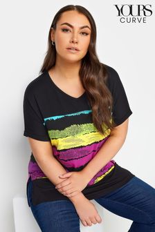 Yours Curve Abstract Stripe Print Top
