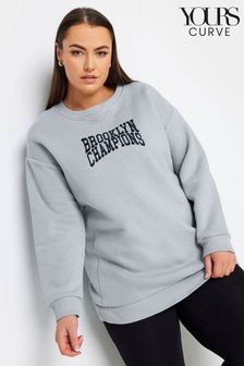 Yours Curve Grey 'New York' Slogan Sweatshirt (N27146) | $46