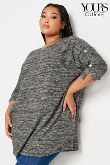 Yours Curve Grey Soft Touch Button Detail Top (N27153) | kr620