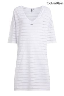 Calvin Klein White Kaftan Knit Dress (N27204) | $171