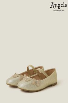 Angels By Accessorize Girls Gold Butterfly Ballet Flats
