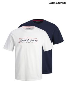 JACK & JONES Blue Short Sleeve Crew Neck Printed T-Shirts 2 Pack (N27218) | 34 €