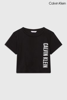 Calvin Klein Black Slogan Cropped T-Shirt (N27220) | €35