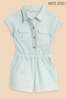 White Stuff Blue Striped Woven Playsuit