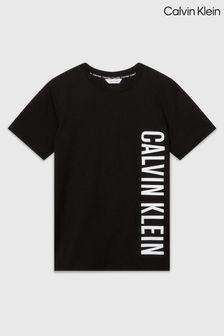 Calvin Klein Black Chrome Slogan Cropped T-Shirt (N27238) | OMR17
