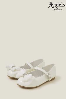 Angels By Accessorize White Patent Bow Ballerinas Shoes