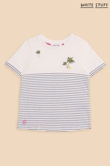 White Stuff White Embroidered Stripe T-Shirt (N27255) | KRW29,900