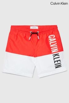 Rot/Chrom - Calvin Klein Badeshorts mit Logo-Slogan (N27265) | 86 €