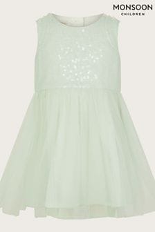 Monsoon Green Baby Priscilla Sequin Ruffle Dress (N27392) | $56 - $59