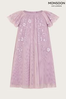 Monsoon Purple Baby Emilia Embroidered Dress (N27396) | AED256 - AED270