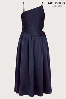 Monsoon Blue Satin Cut-Out Prom Dress (N27407) | €88 - €96