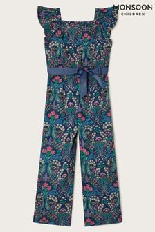 Monsoon Blue Floral Printed Jumpsuit (N27417) | €32 - €36