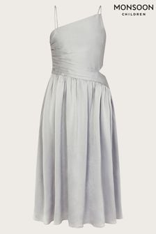 Monsoon Silver Satin Cut-Out Prom Dress (N27418) | €71 - €78