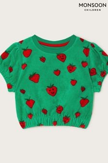 Monsoon Velour Strawberry Print Short Sleeve Top (N27421) | €31 - €37