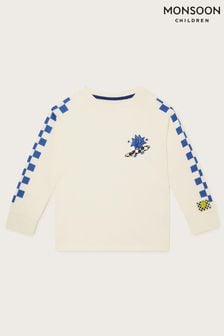 Monsoon White Checkerboard Long Sleeve Skater T-Shirt (N27422) | $37 - $42