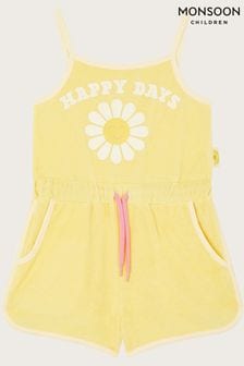 Monsoon Yellow Towelling Happy Days Playsuit