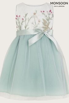Monsoon Green Baby Maya Scuba Embroidered Dress (N27476) | HK$463 - HK$514