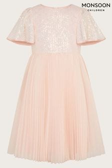 Monsoon Pink Florence Sequin Pleat Dress (N27481) | 272 QAR - 322 QAR