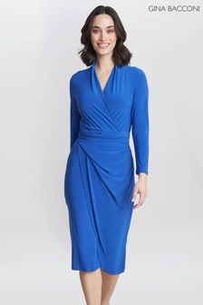Gina Bacconi Blue Gloria Jersey Wrap Dress