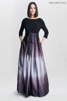 Gina Bacconi Multi Ingrid V-Neck Back Ombre Satin Maxi Dress (N27561) | $637