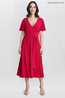 فستان نسيج جيرسيه بحزام ربط Donna لون أحمر من Gina Bacconi (N27564) | 643 ر.ق