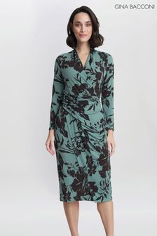 Gina Bacconi Green Ivy Jersey Wrap Dress (N27585) | AED721