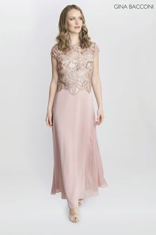 Gina Bacconi Gold Shirley Maxi Dress With Embroidered Sequin Bodice (N27589) | €351