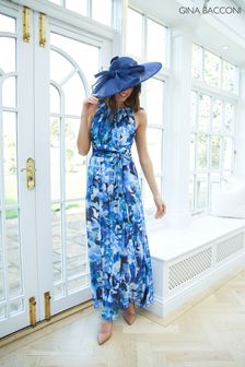 Gina Bacconi Blue Maria Maxi Printed Sleeveless Dress