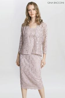 Gina Bacconi Pink Kayla Lace Midi-Length Jacket And Dress (N27595) | AED1,497