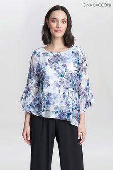 Gina Bacconi Philomena 3/4 Sleeve Printed White Blouse